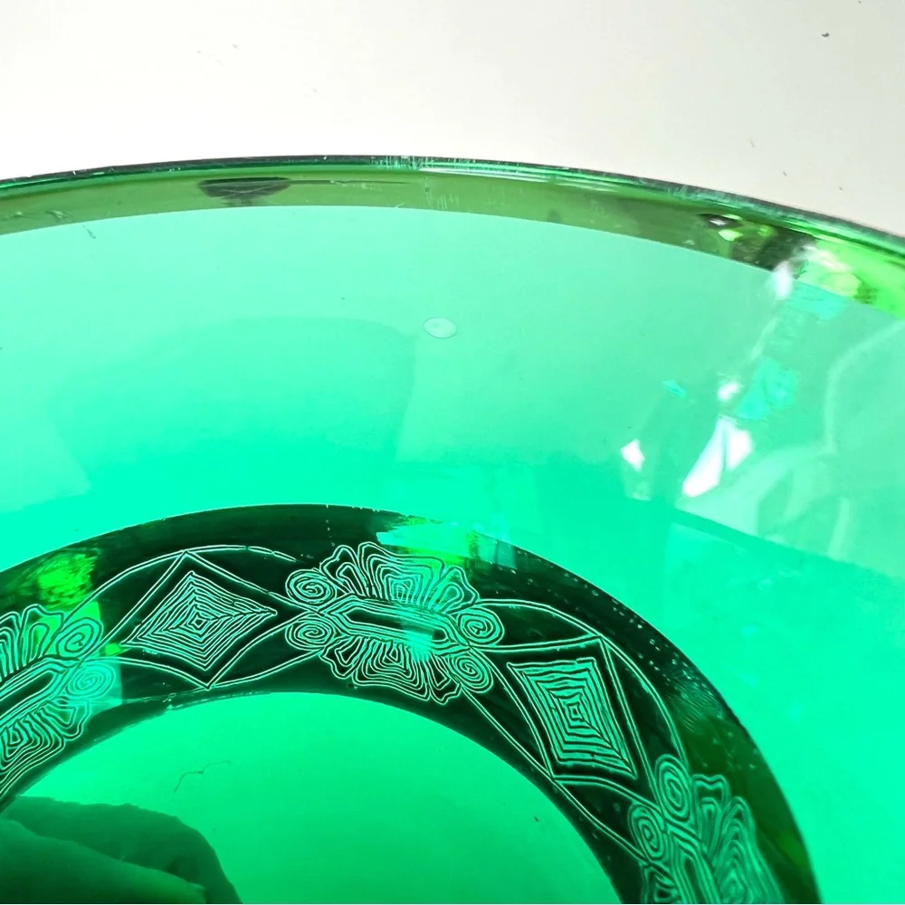Vintage Goblet 3pc Set Emerald Green 24k Gold Plated Italian Style Wine Glass